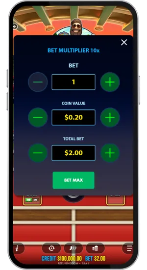Using bet controls to select a wager between £0.10 and £250 per spin in Big Bass Raceday Repeat